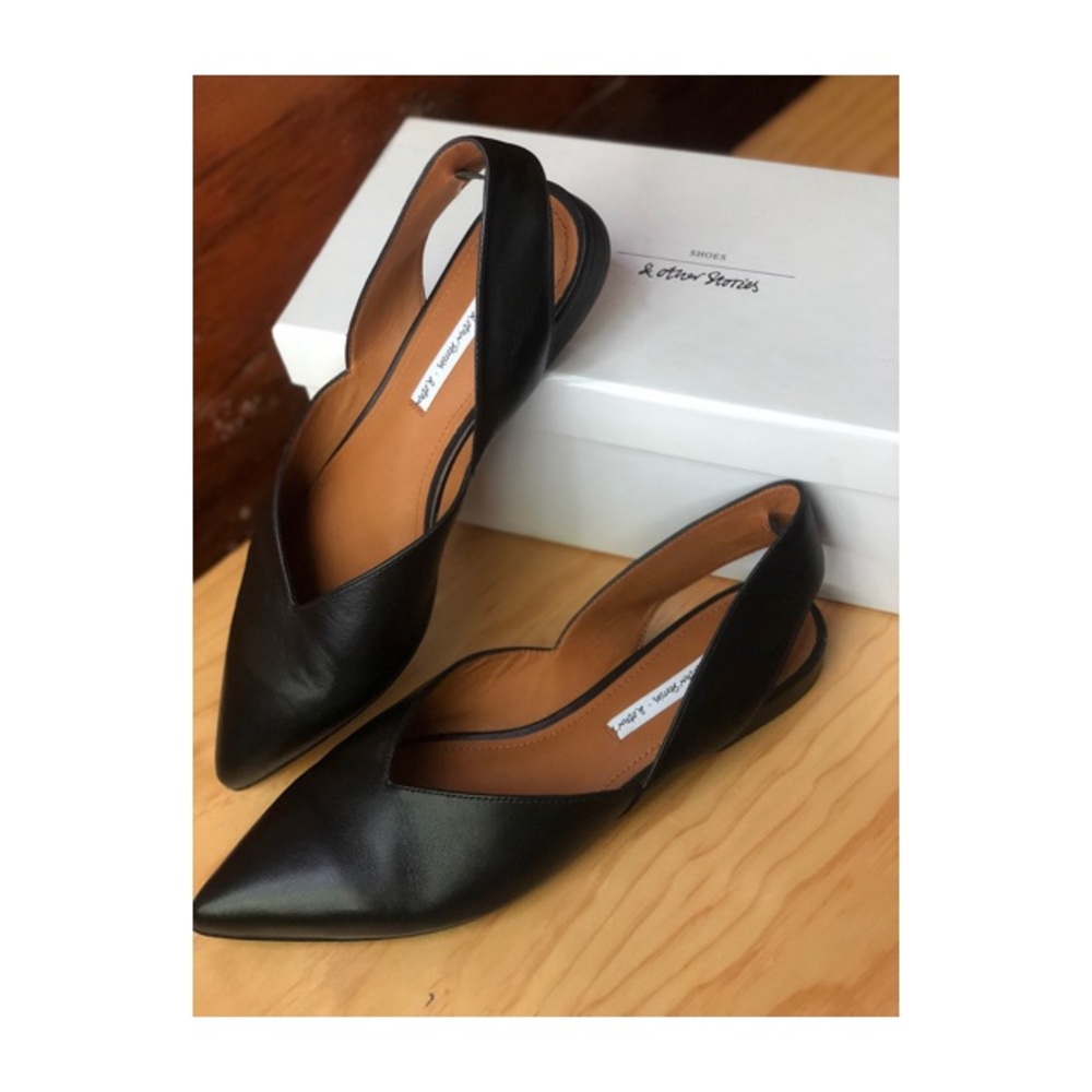 & Other Stories Sling-back Leather Flat in Black
